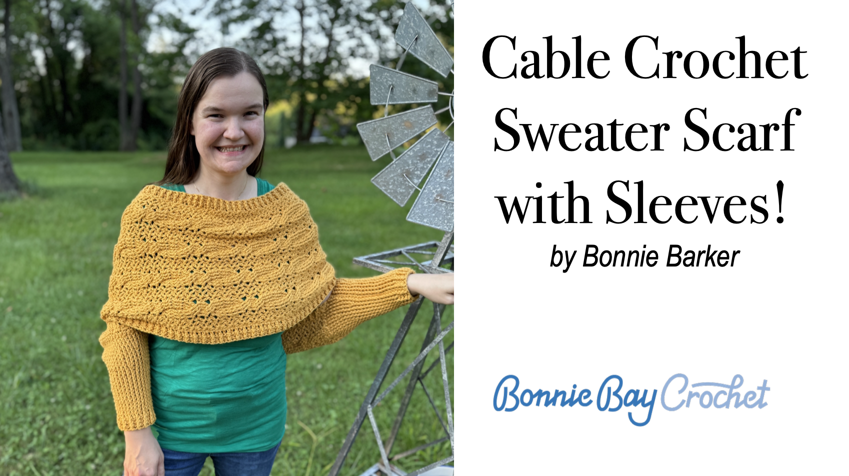 Cable Crochet Sweater Scarf with Sleeves