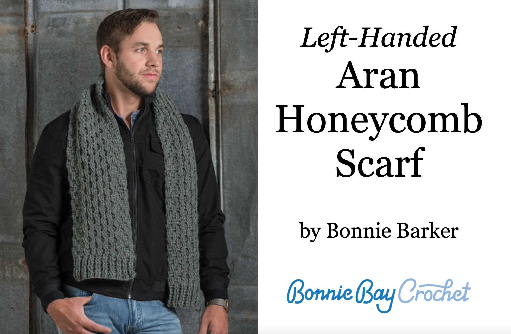 Left-Handed Aran Honeycomb Scarf