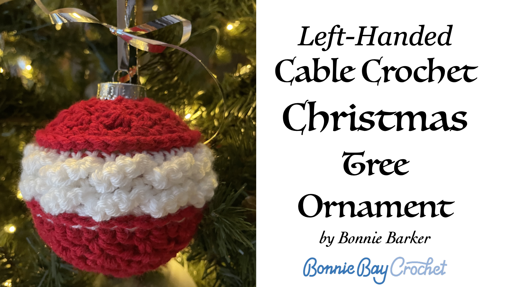 Left-Handed Cable Crochet Christmas Tree Ornament