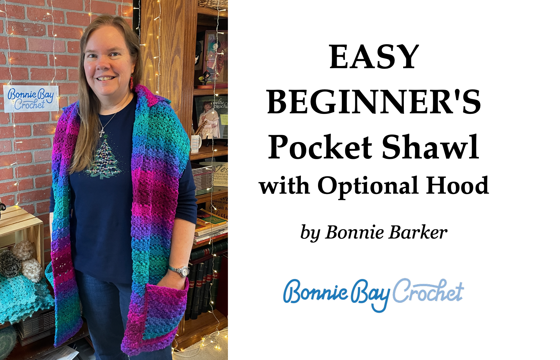 EASY BEGINNER Pocket Shawl with Optional Hood