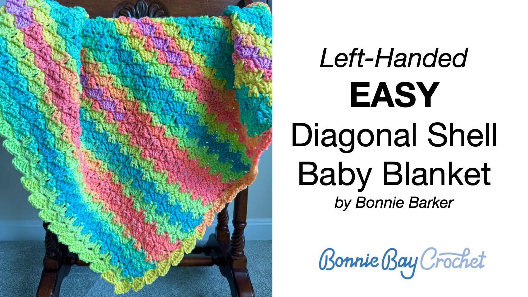 Left-Handed EASY Diagonal Shell Baby Blanket
