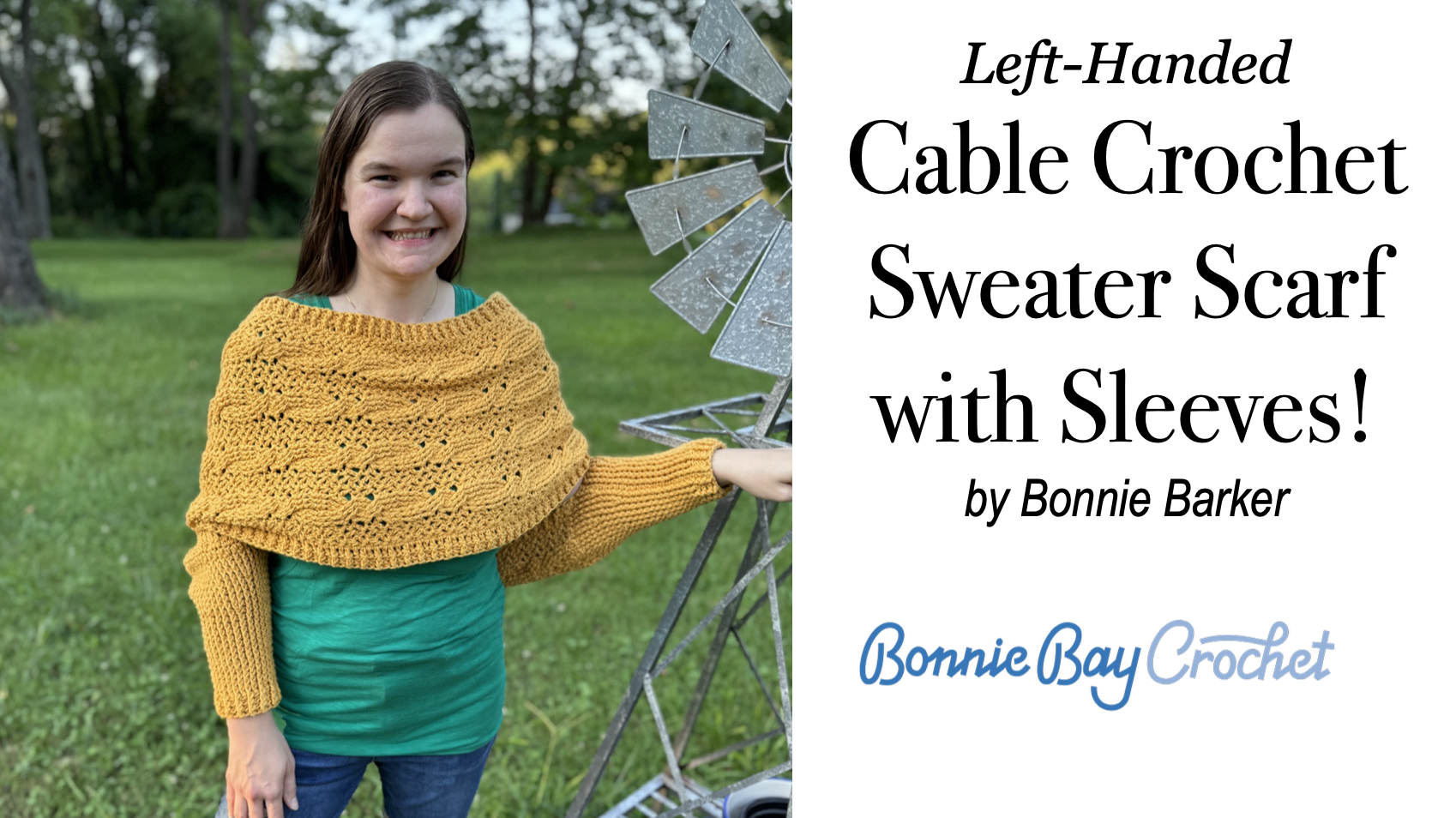 Left-Handed Cable Crochet Sweater Scarf with Sleeves