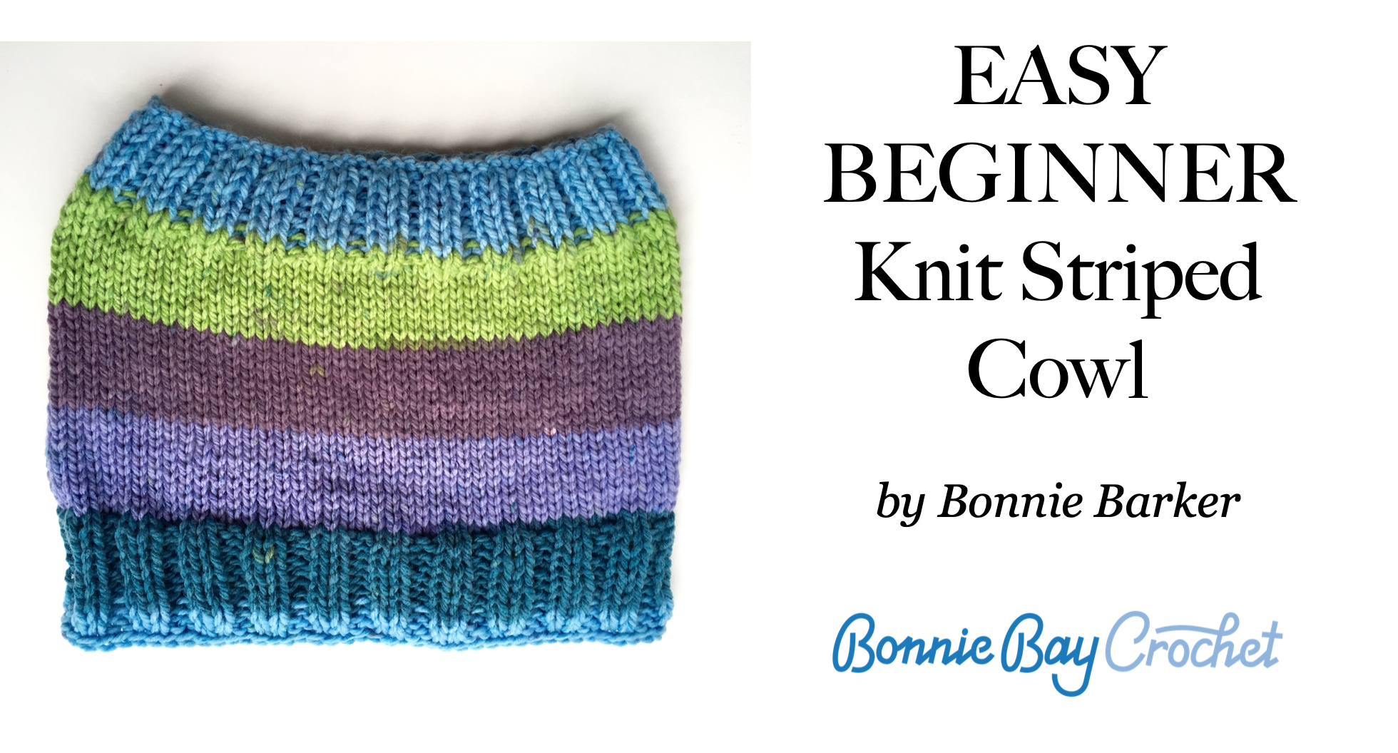 EASY BEGINNER Knit Striped Cowl