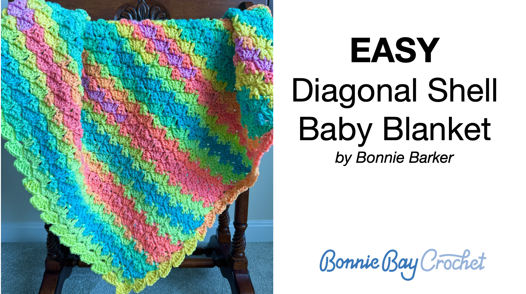 EASY Diagonal Shell Baby Blanket