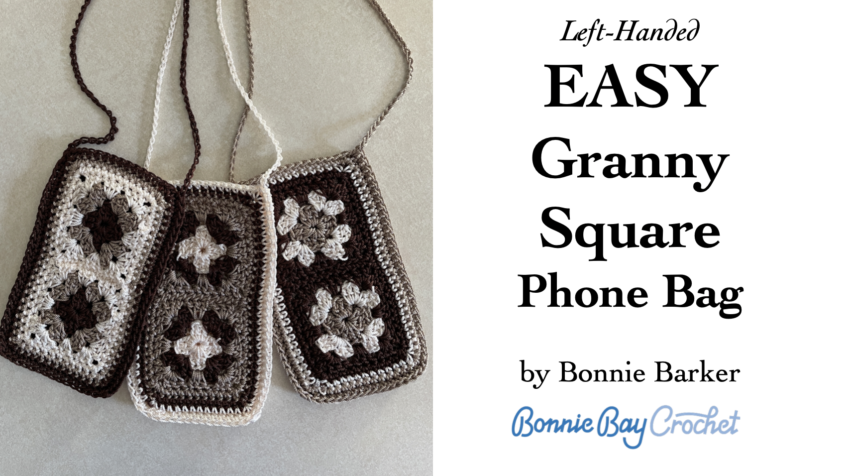 Left-Handed EASY Granny Square Phone Bag