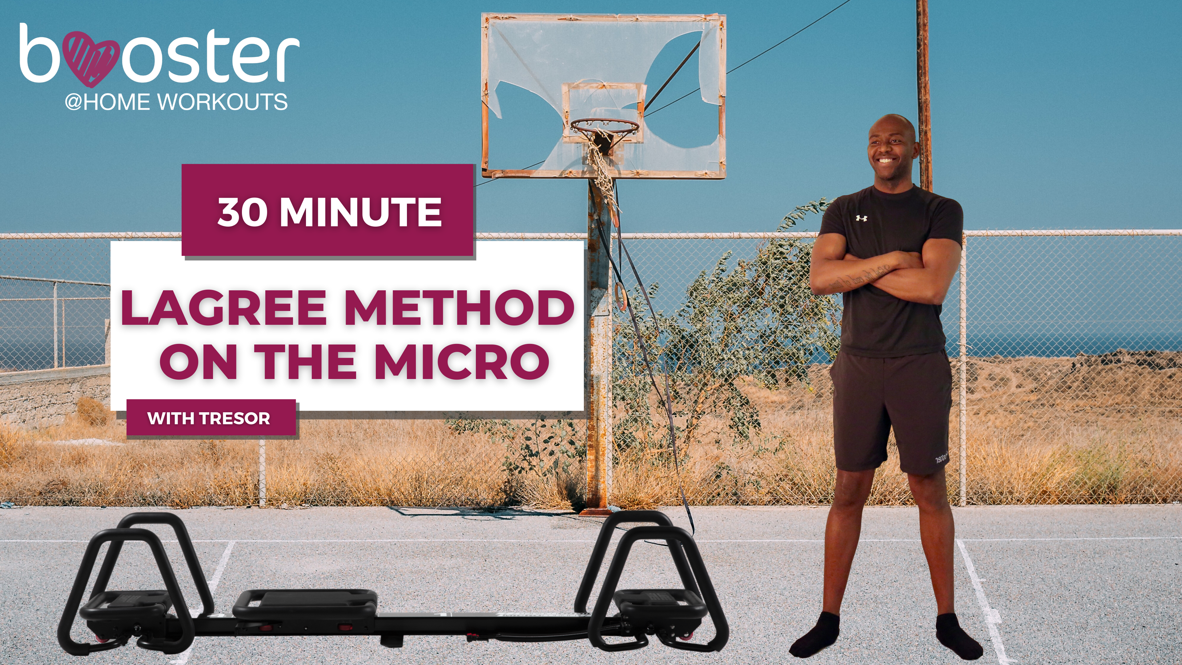 30' Lagree on the Micro on a basketball court in Greece