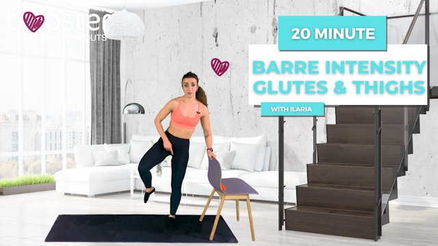 trailer 20' barre intensity glutes and thighs in a modern white living room