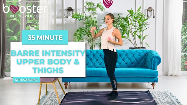 35' barre intensity upper body & thighs next to the blue sofa