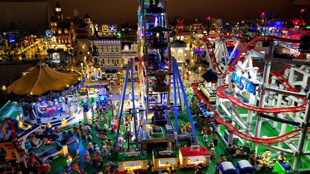 (11:42) Amusement park at night beautifully lit up with LED lighting