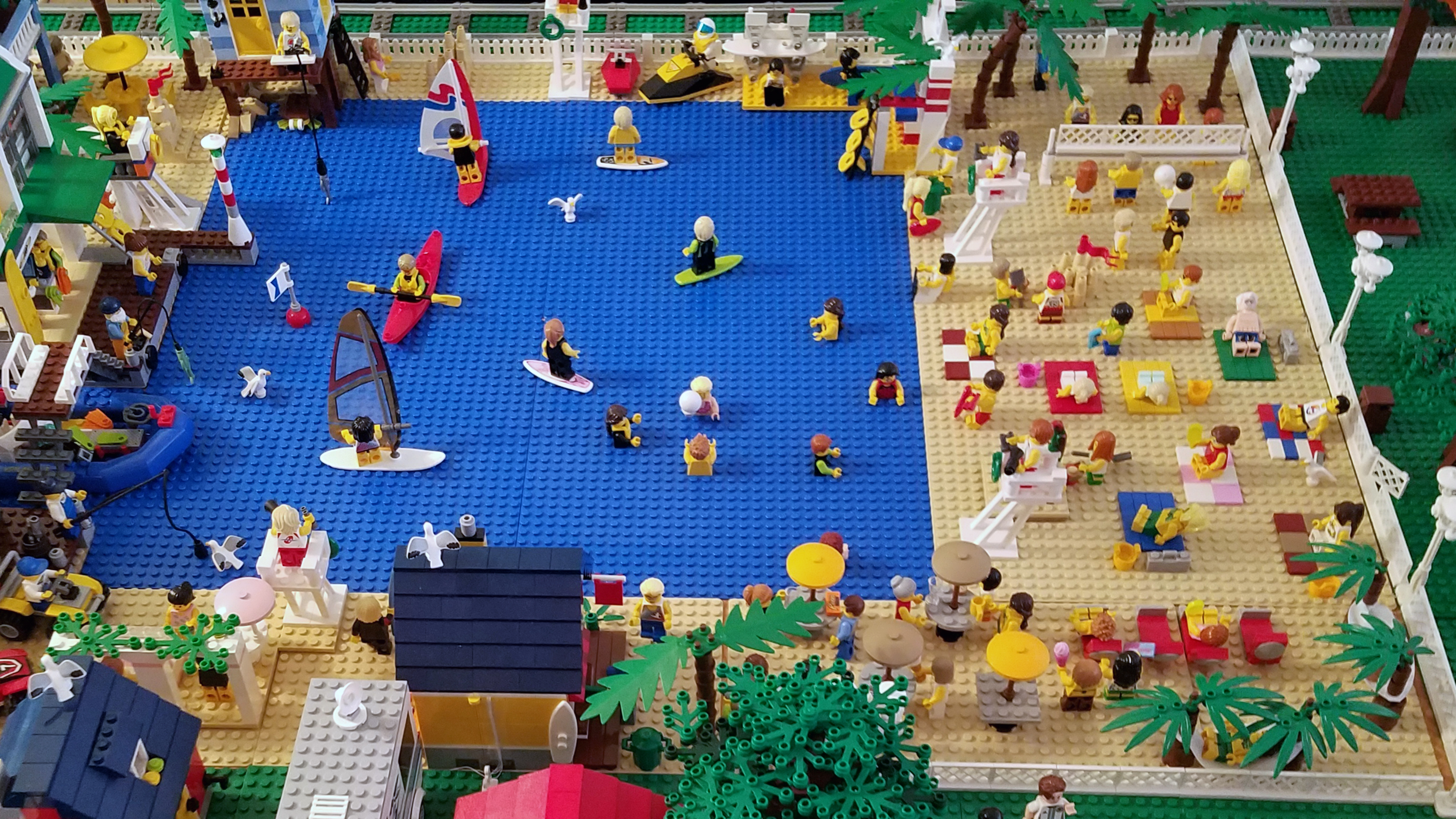 (4:24) Beach and lake area of our LEGO® town in the daytime