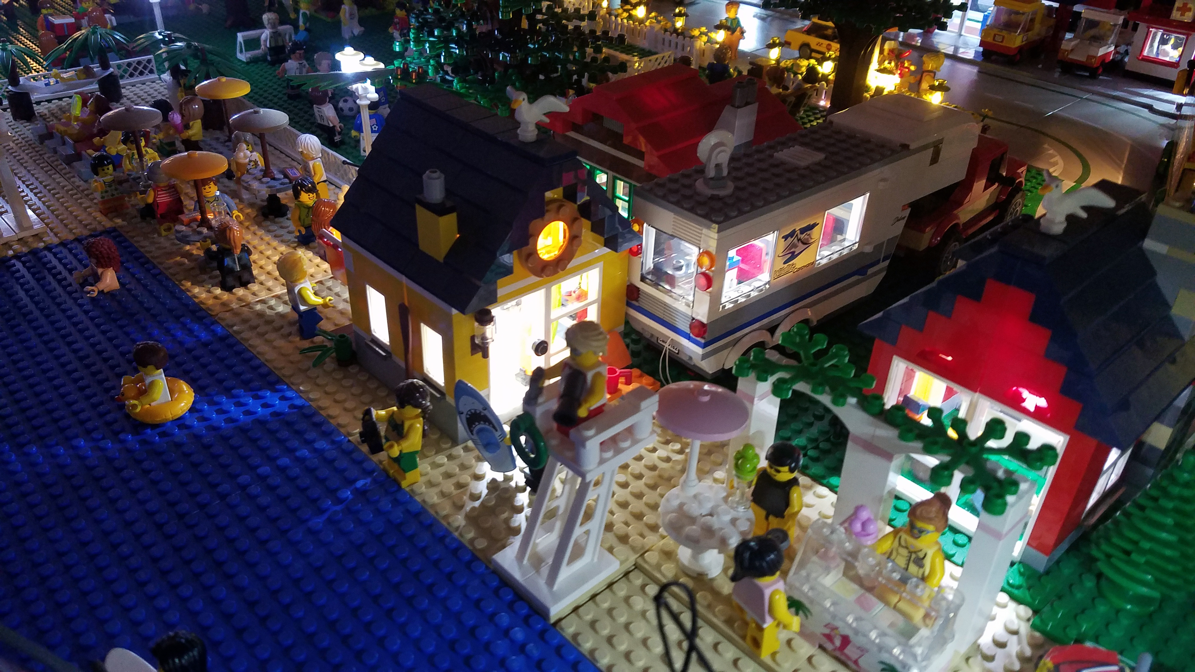 (2:37) LEGO® citizens enjoying the beach and lake area of our town at night