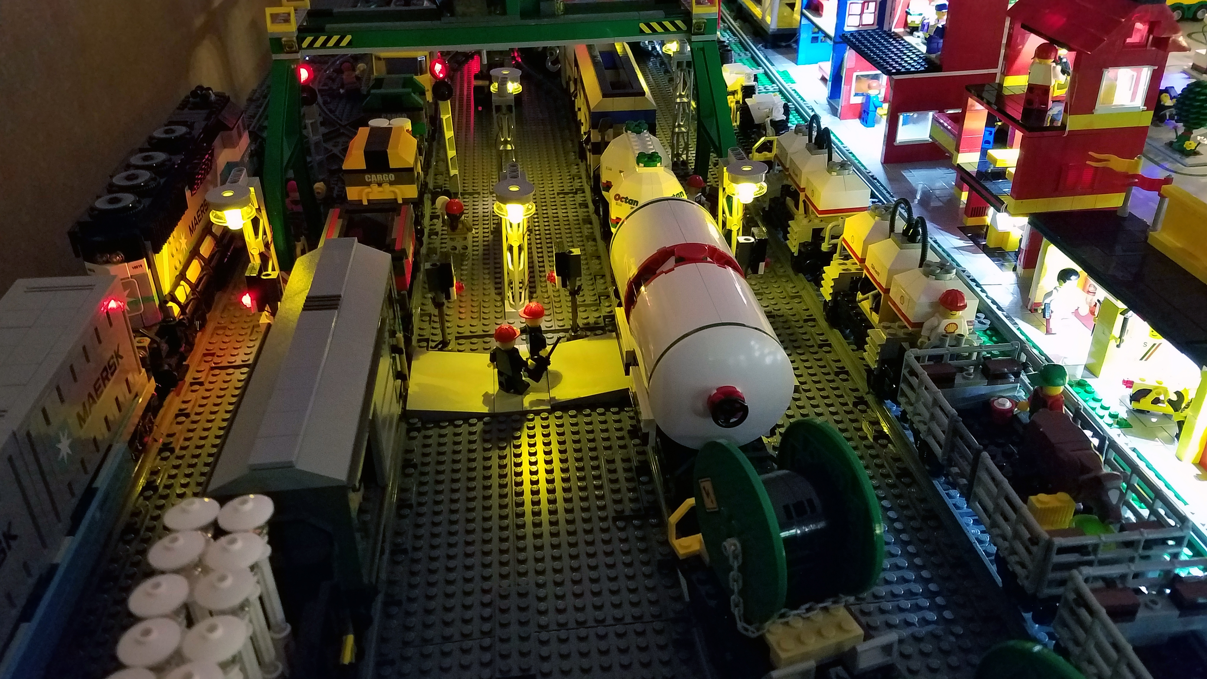 (8:57) Our LEGO® train yard comes to life with hundreds of miniature LED lights