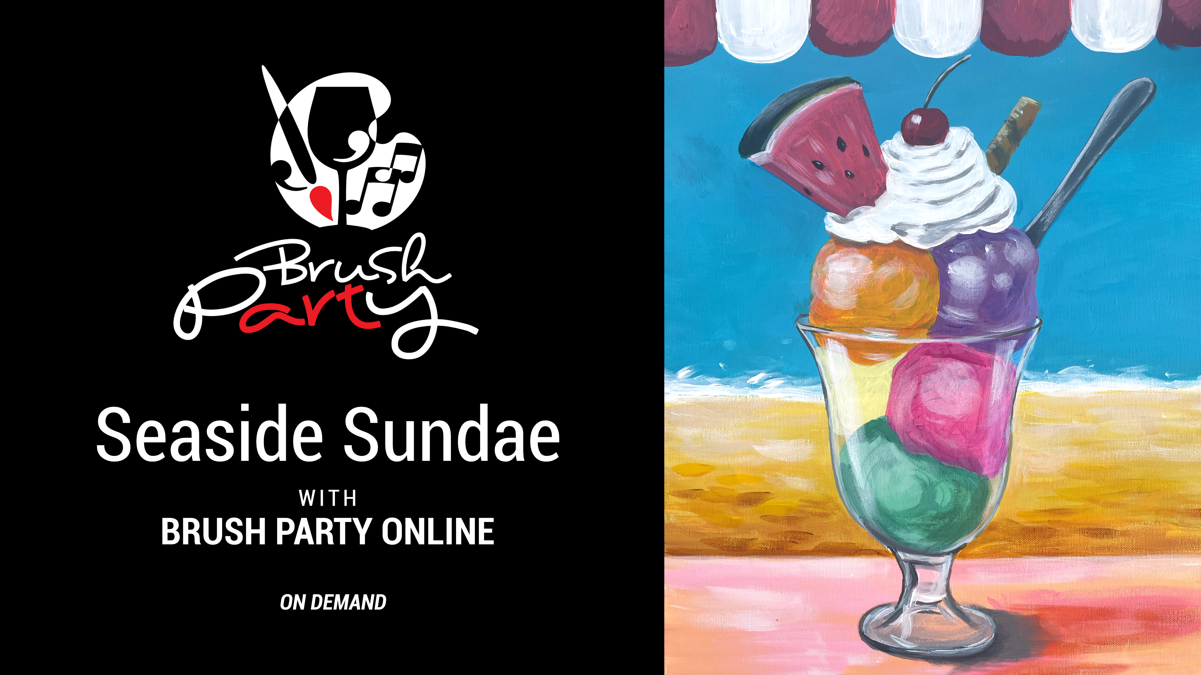 Paint ‘Seaside Sundae’ with Brush Party Online