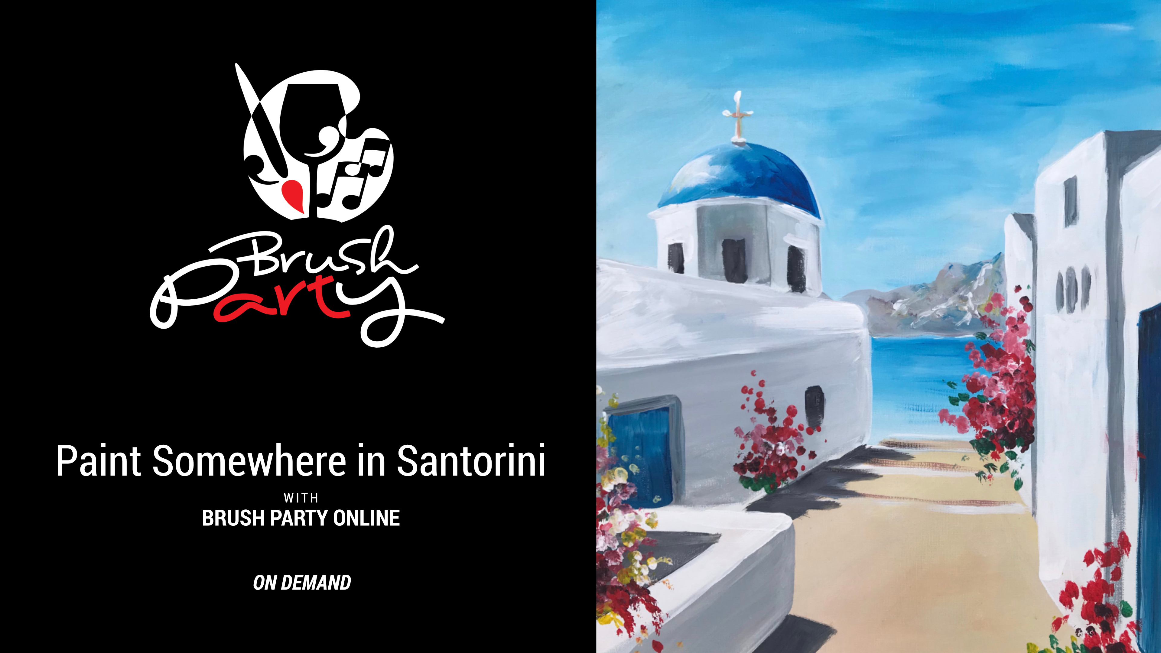 Paint Somewhere in Santorini with Brush Party Online