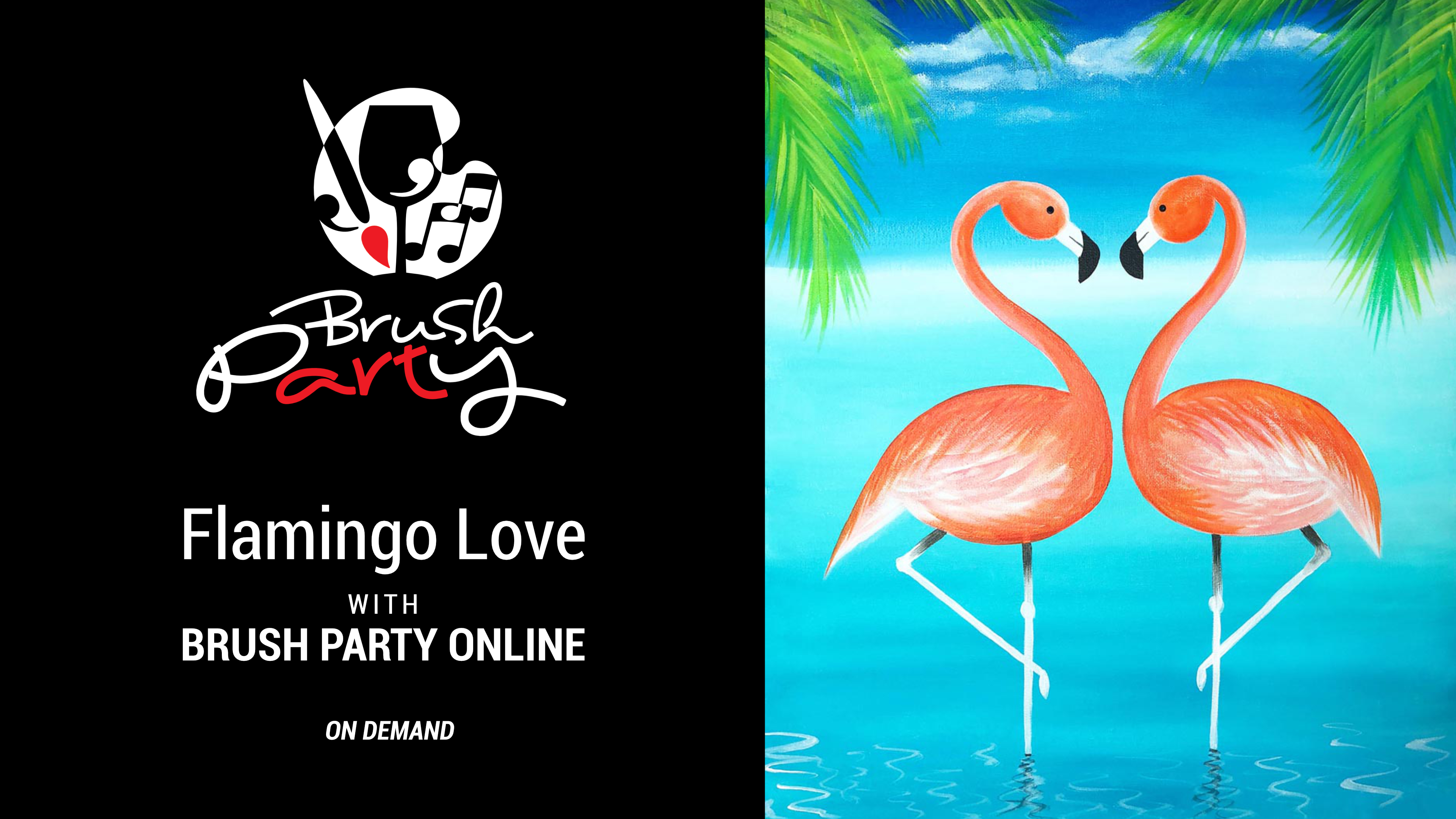 Paint ‘Flamingo Love’ with Brush Party Online