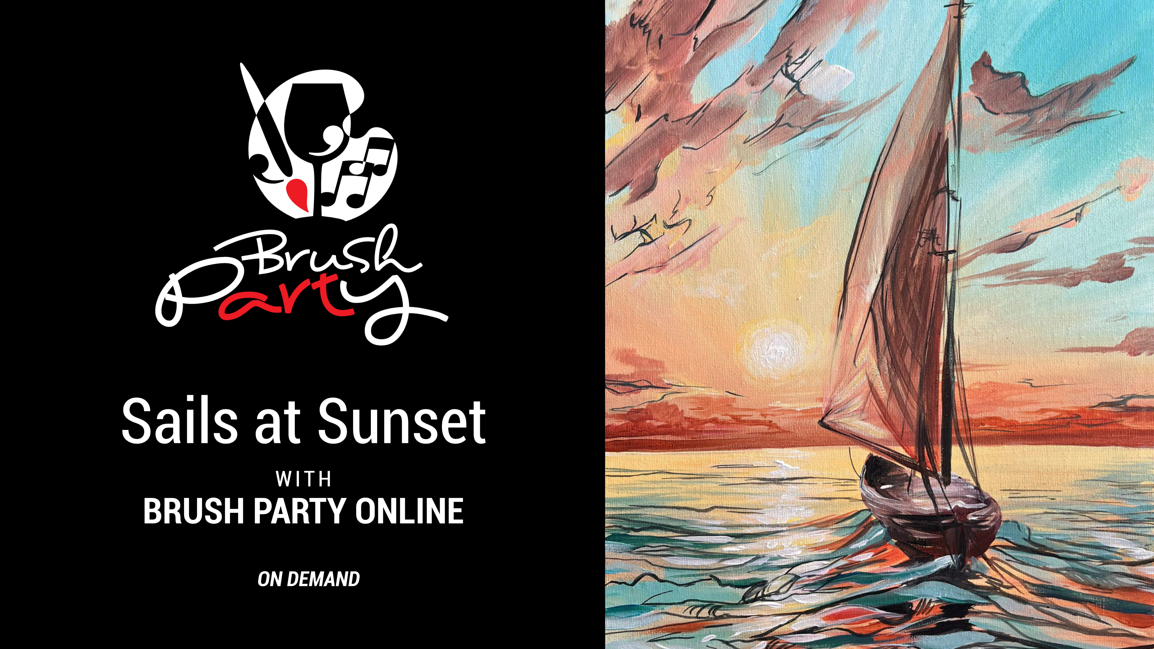 Paint ‘Sails at Sunset’ with Brush Party Online