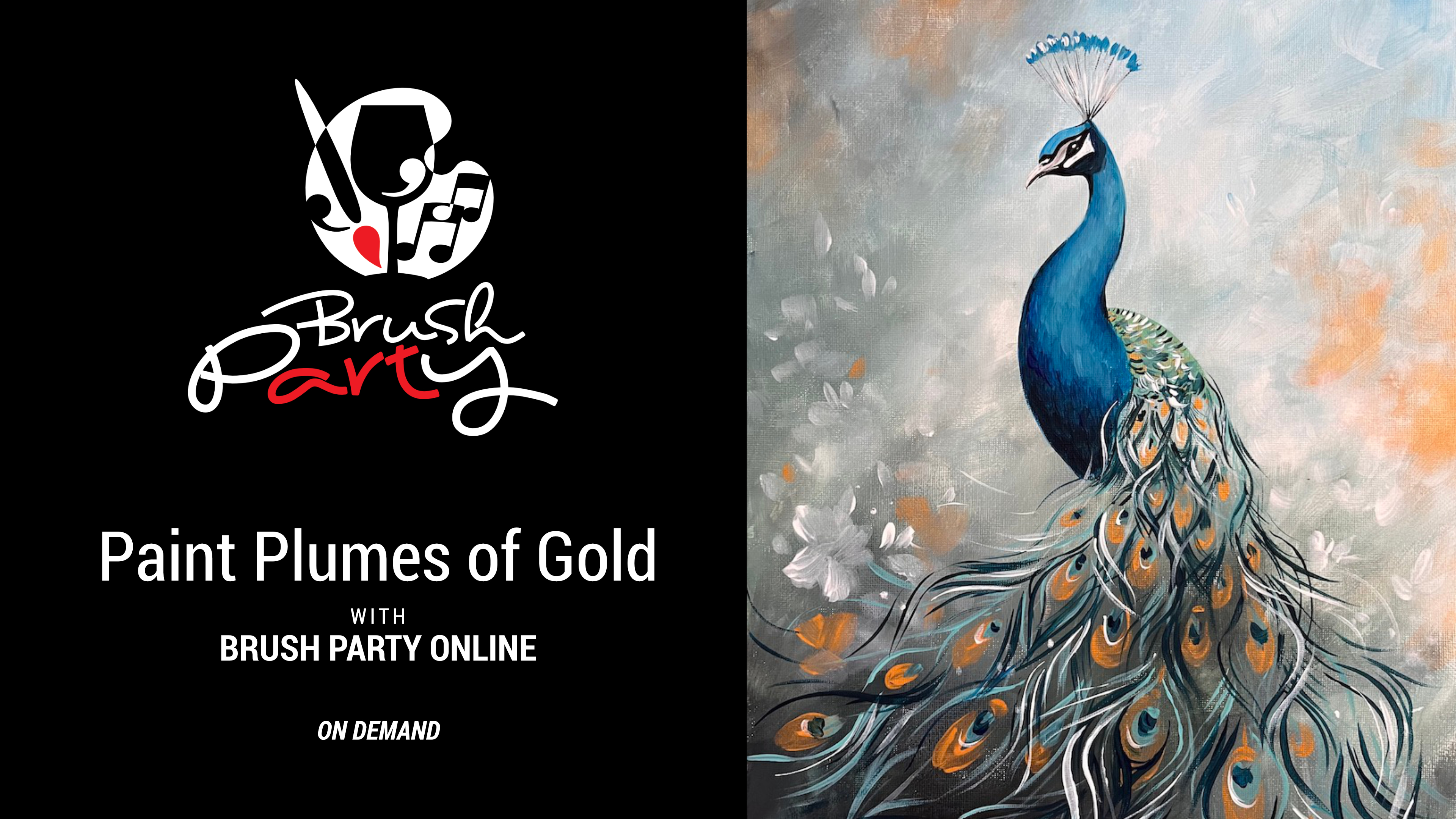 Paint ‘Plumes of Gold’ with Brush Party Online