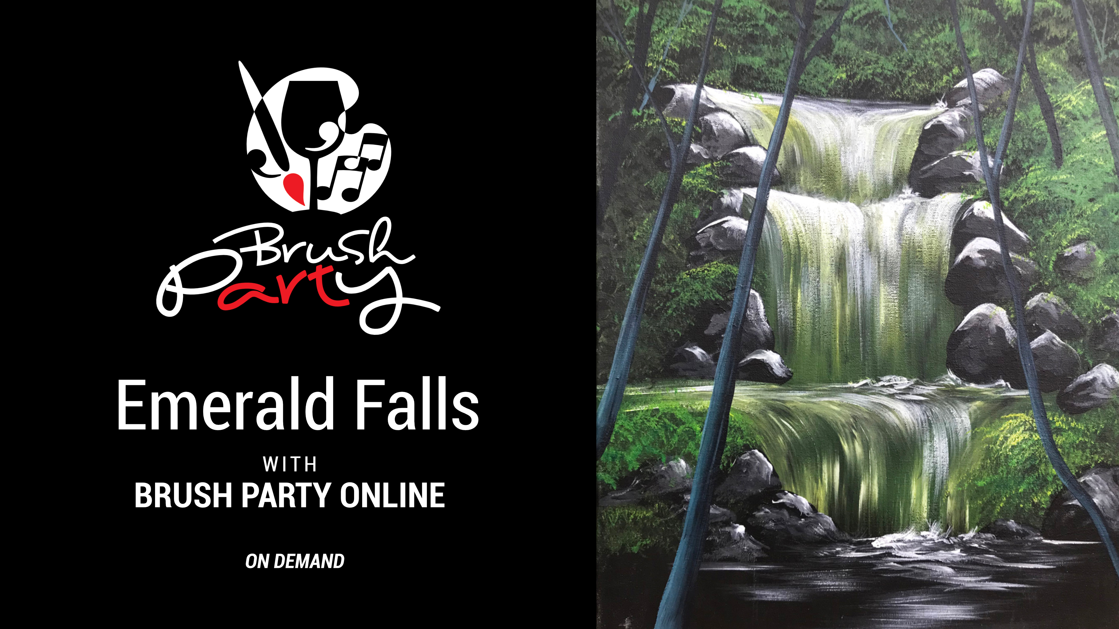 Paint ‘Emerald Falls’ with Brush Party Online