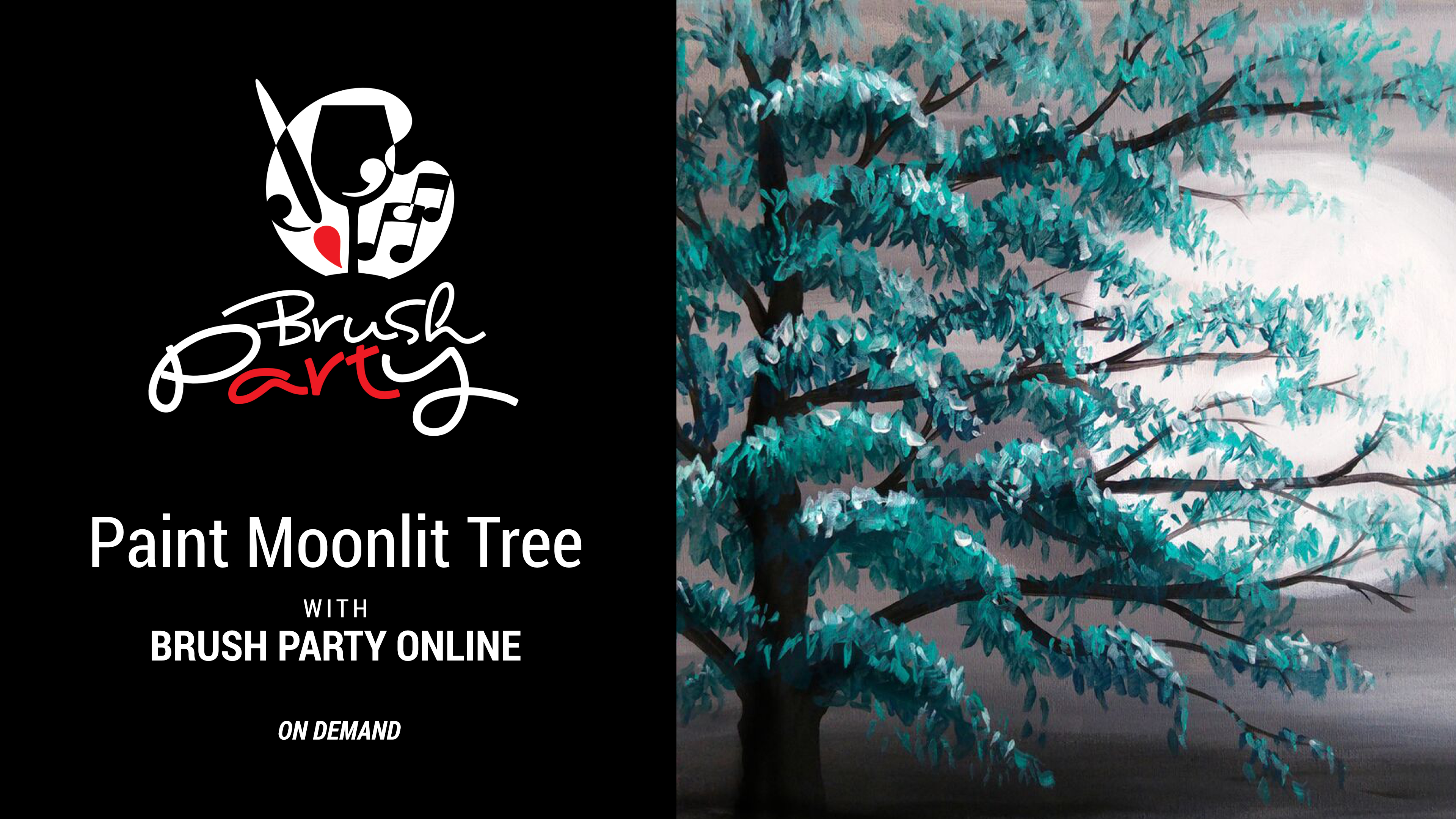 Paint Moonlit Tree with Brush Party Online