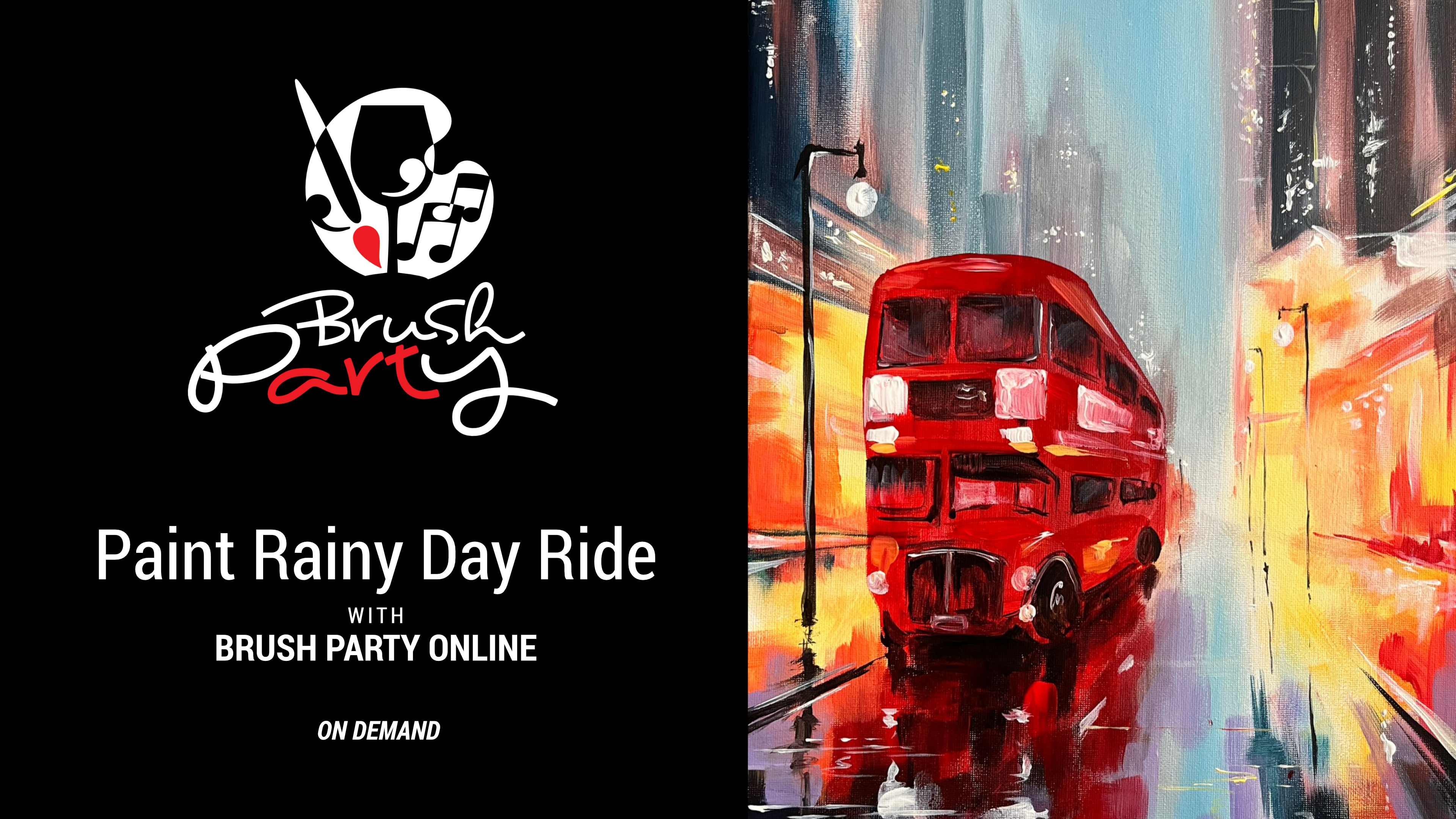 Paint ‘Rainy Day Ride’ with Brush Party Online