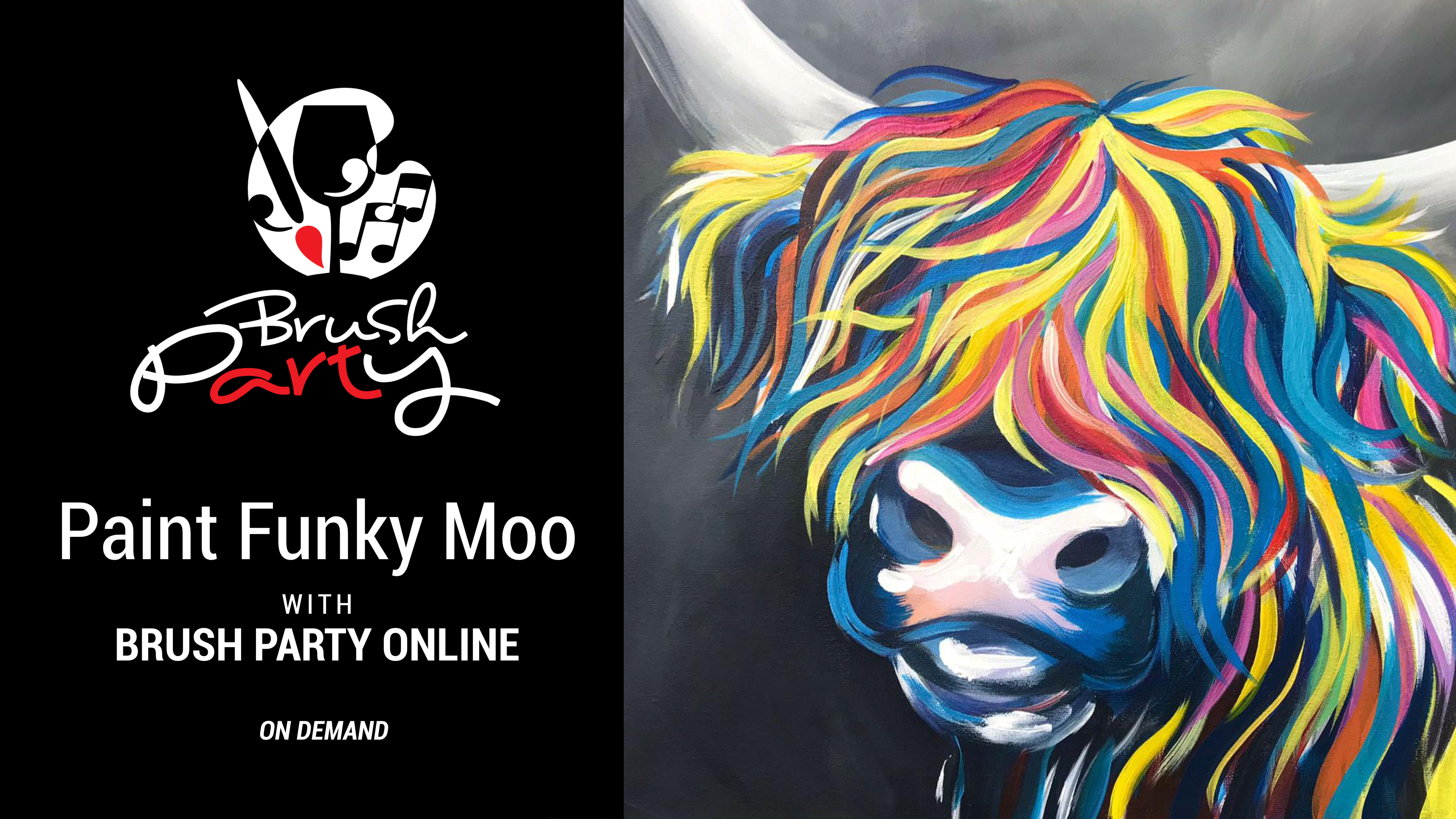 Paint ‘Funky Moo’ with Brush Party Online