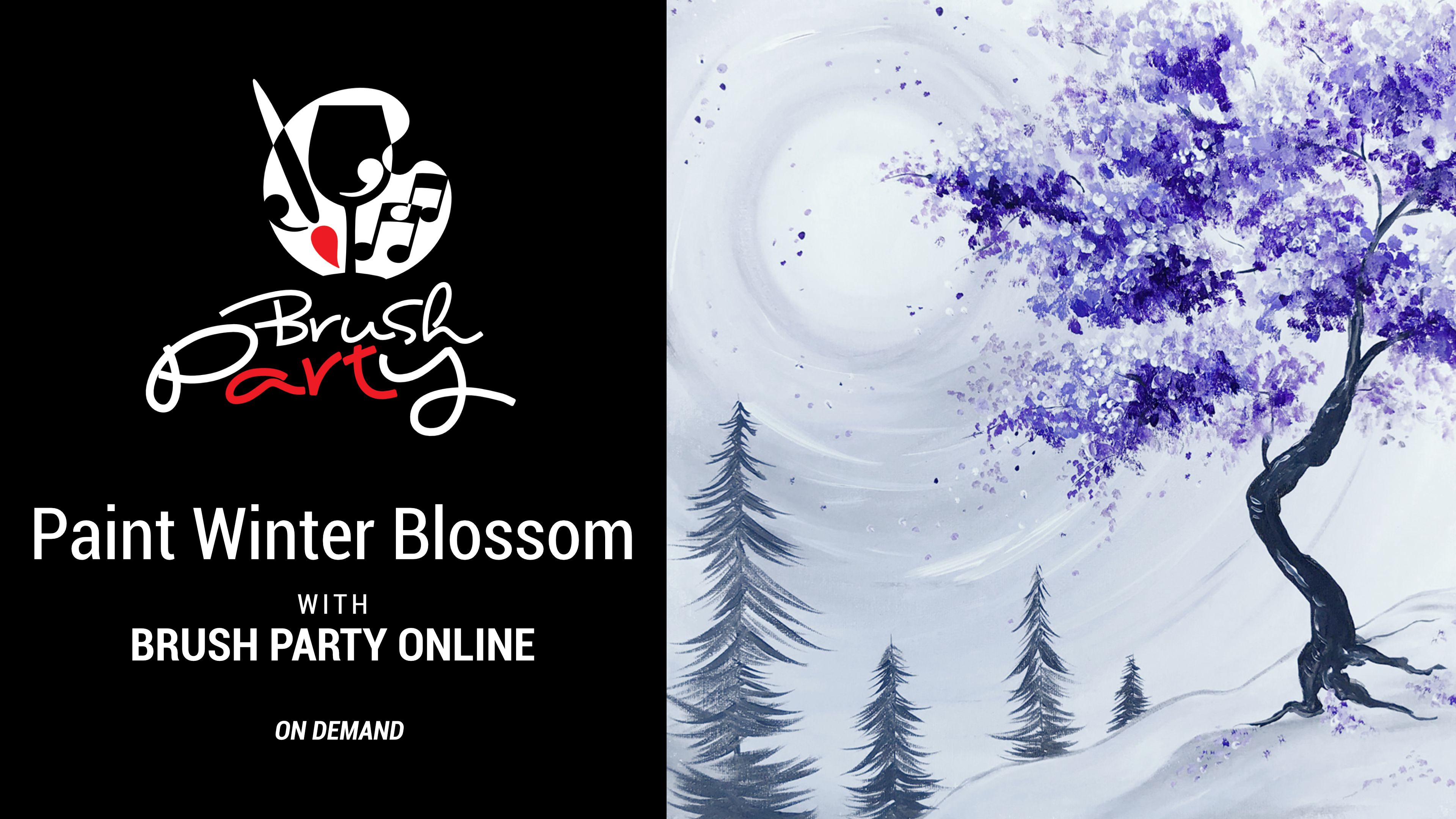 Paint ‘Winter Blossom’ with Brush Party Online
