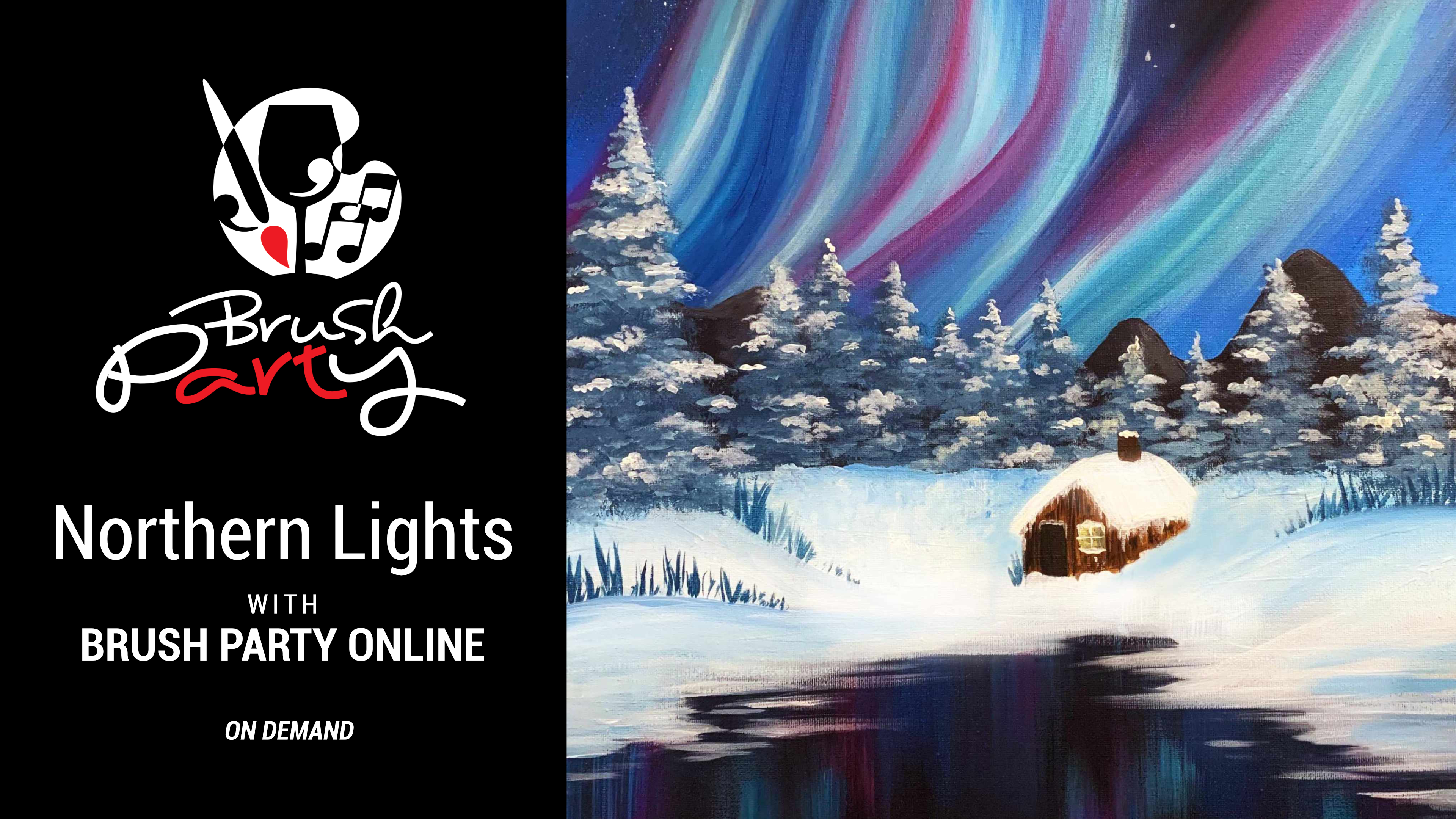 Paint ‘Northern Lights’ with Brush Party Online