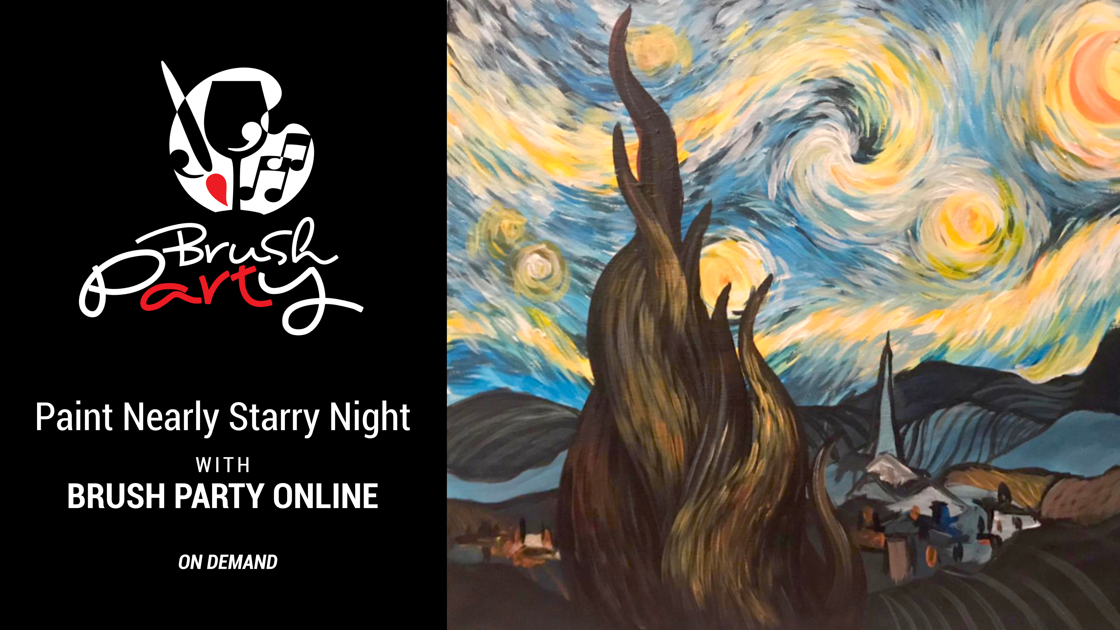 Paint ‘Nearly Starry Night’ with Brush Party Online