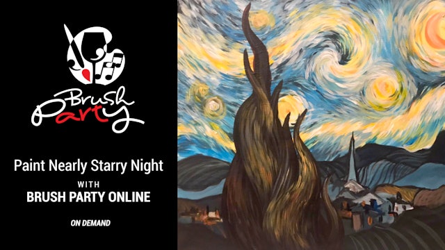Paint ‘Nearly Starry Night’ with Brush Party Online
