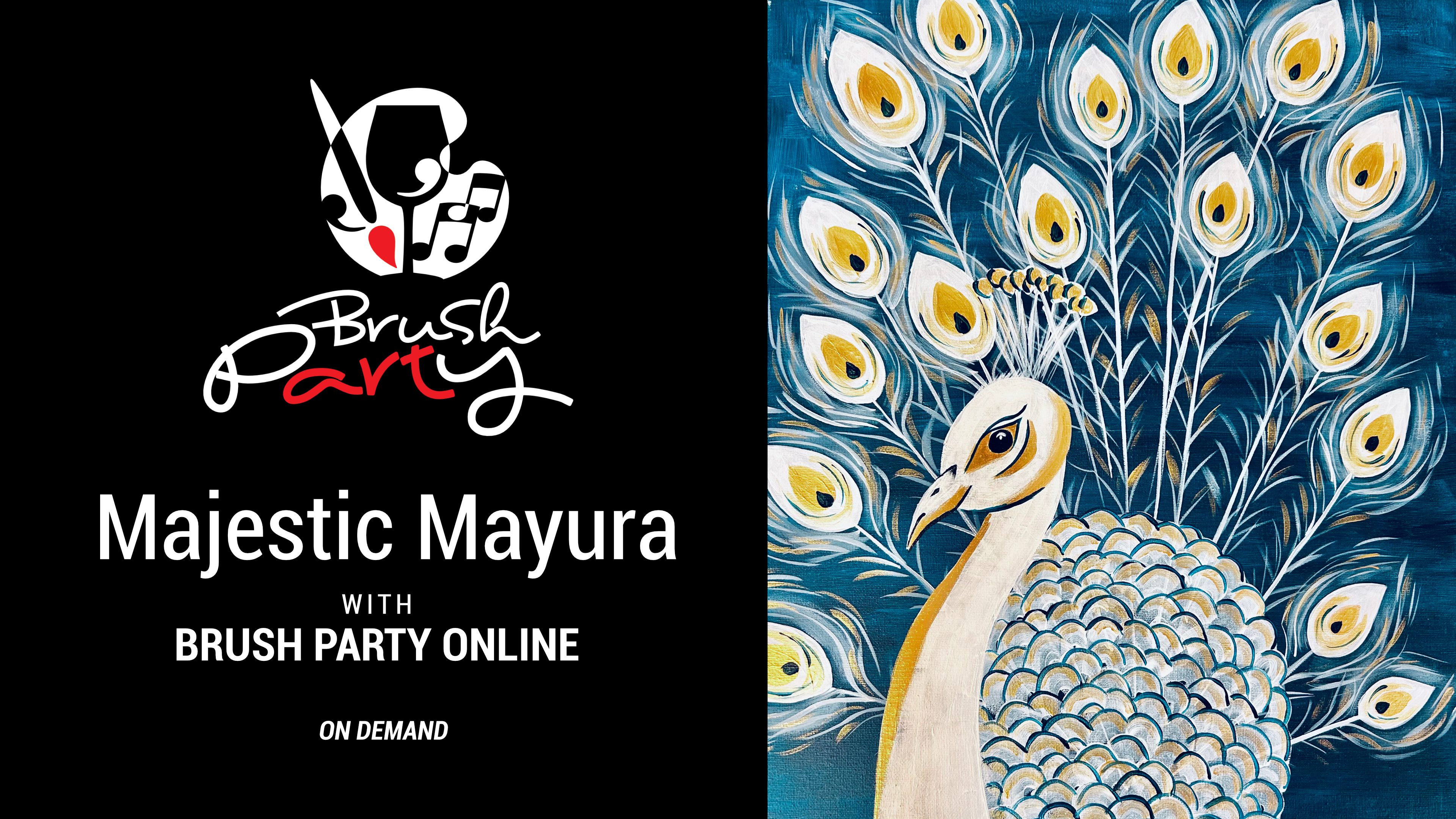 Paint ‘Majestic Mayura’ with Brush Party Online