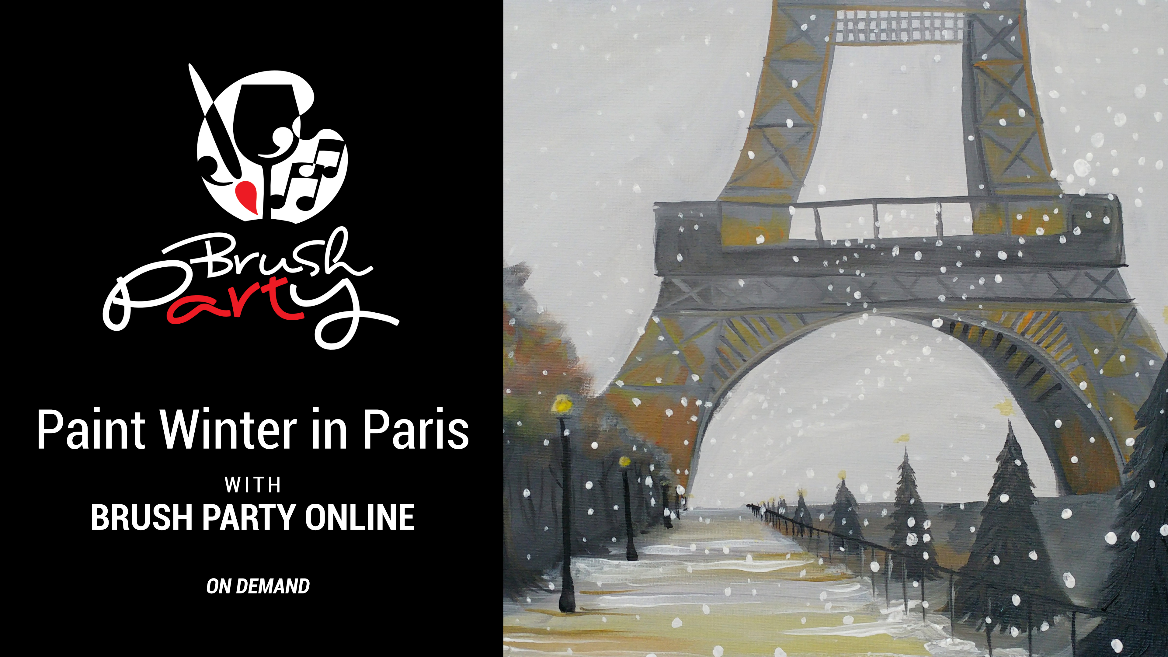 Paint ‘Winter in Paris’ with Brush Party Online