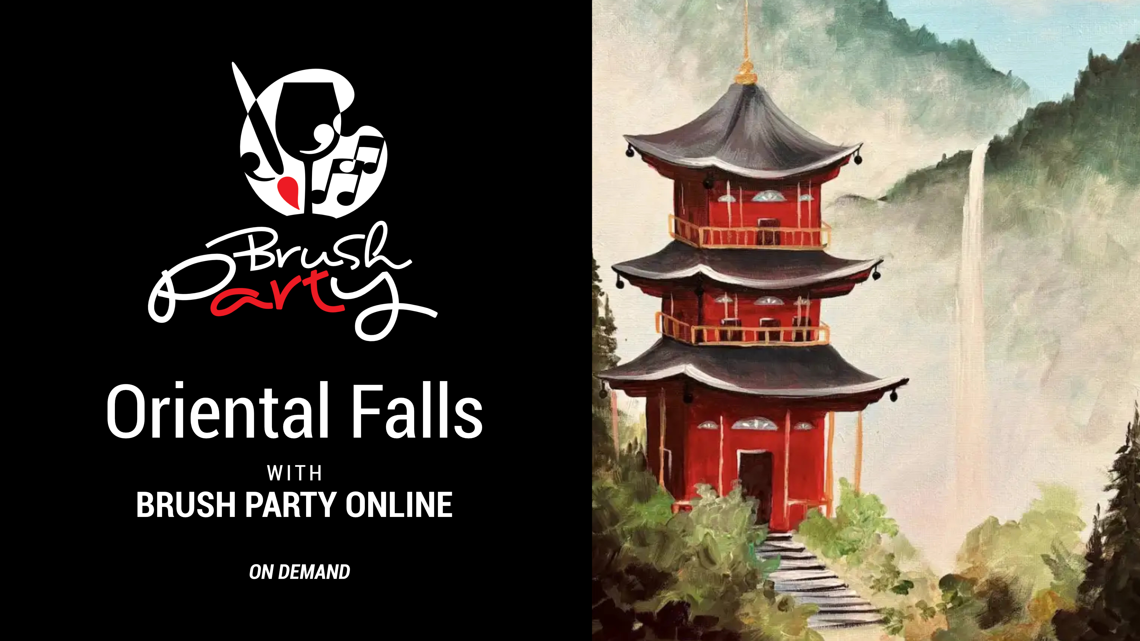 Paint ‘Oriental Falls’ with Brush Party Online
