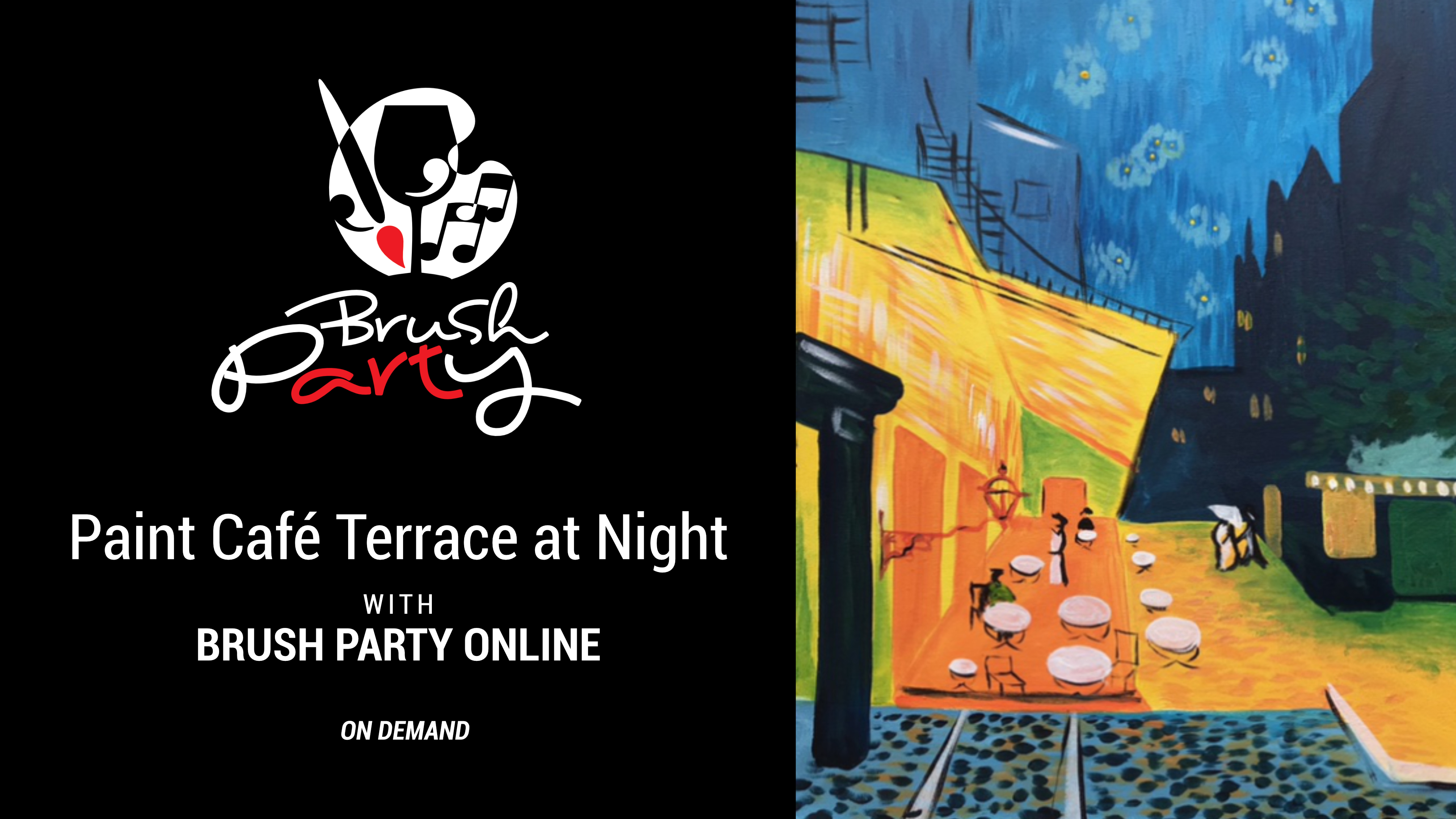 Paint Café Terrace at Night (in the style of Van Gogh) with Brush Party Online