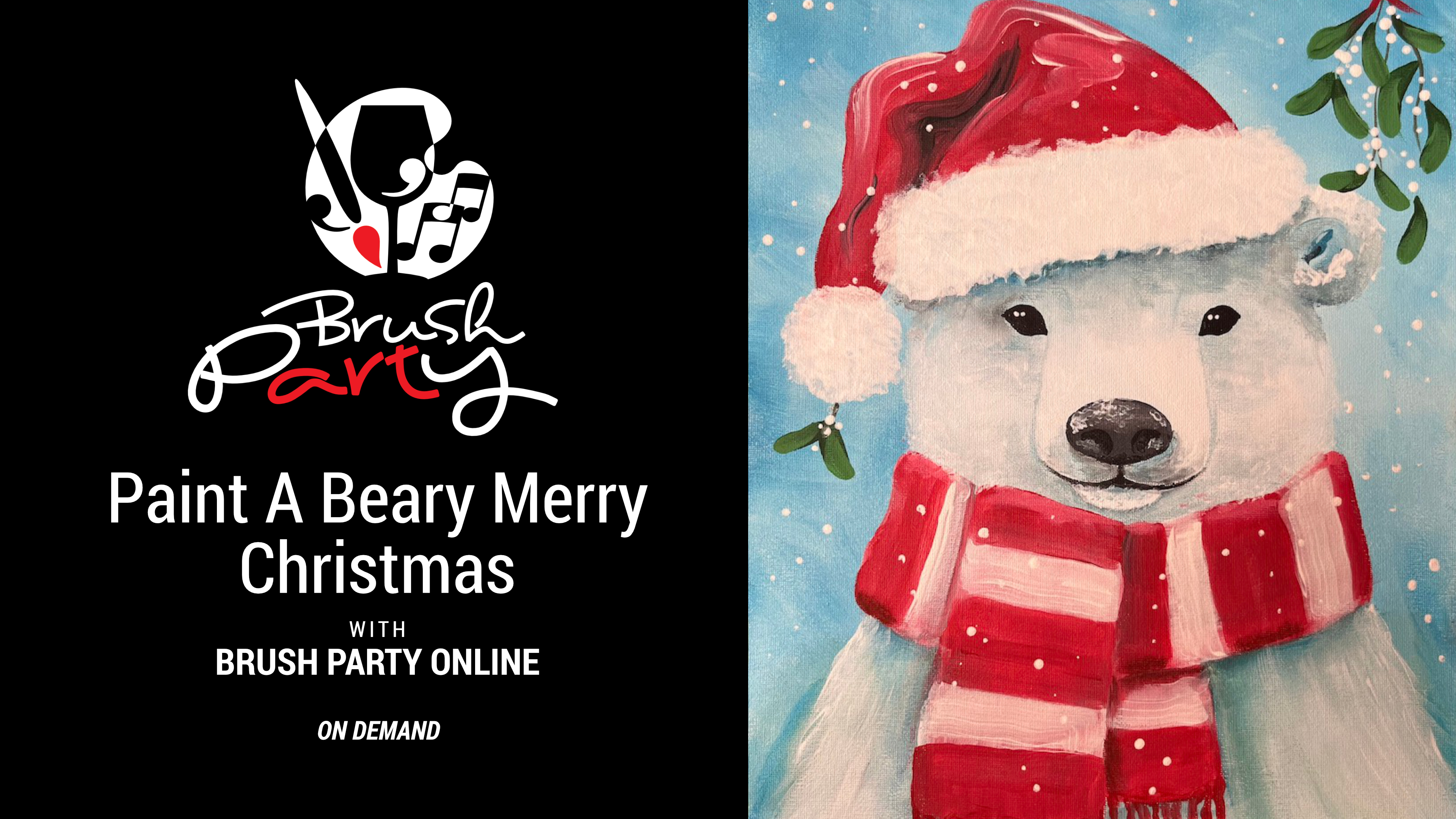 Paint ‘A Beary Merry Christmas’ with Brush Party Online