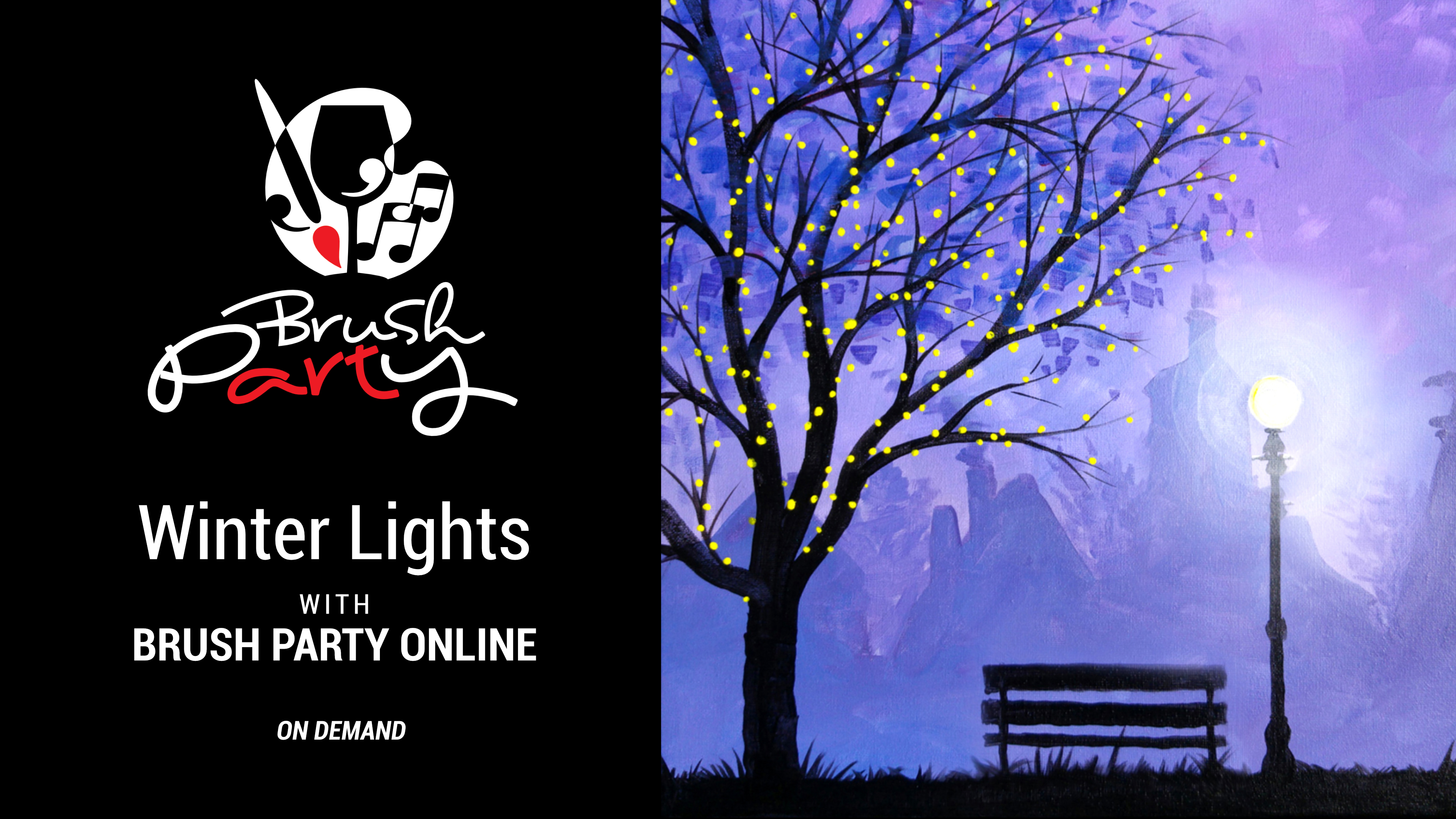Paint ‘Winter Lights’ with Brush Party Online