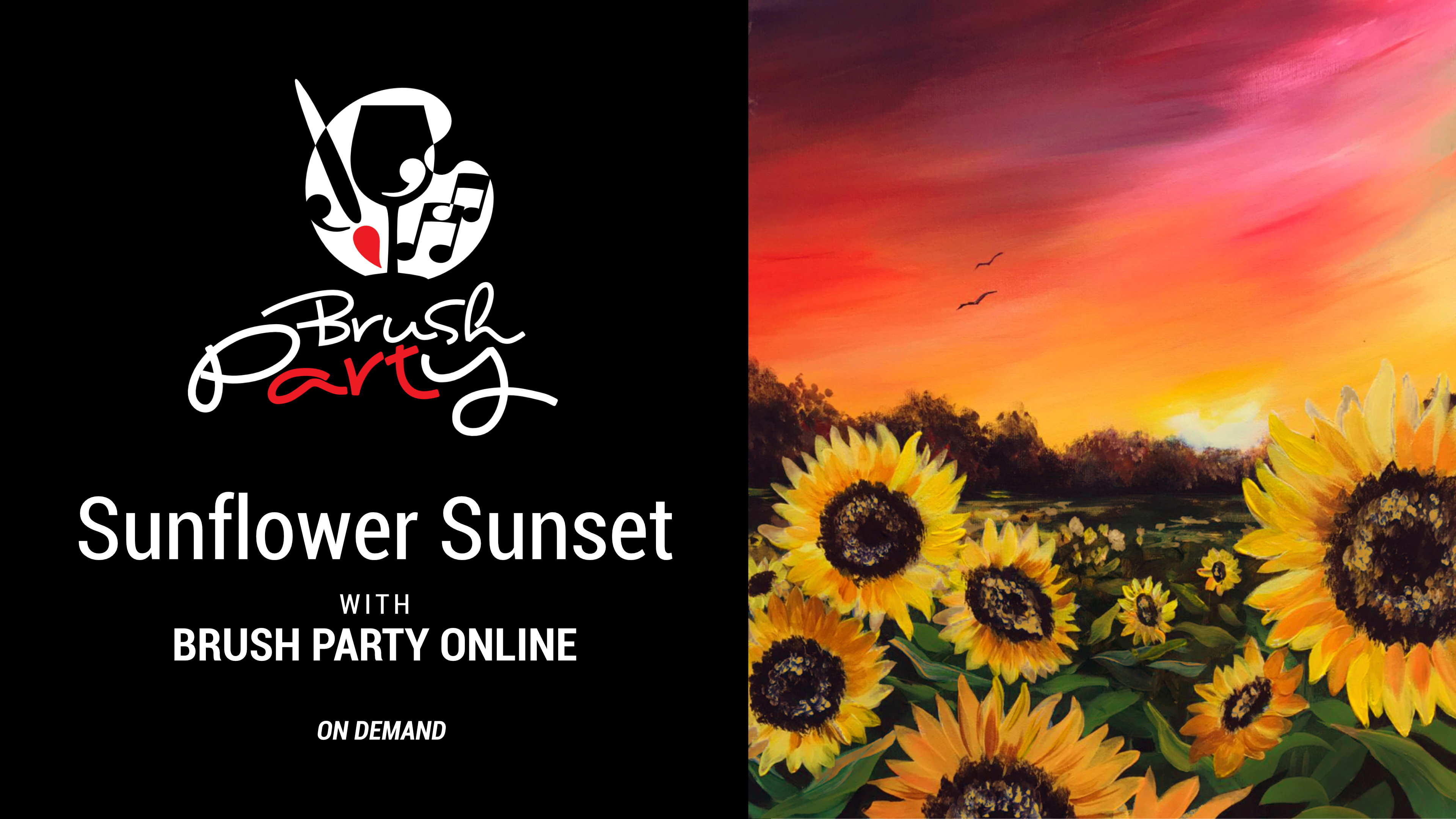 Paint Sunflower Sunset with Brush Party Online