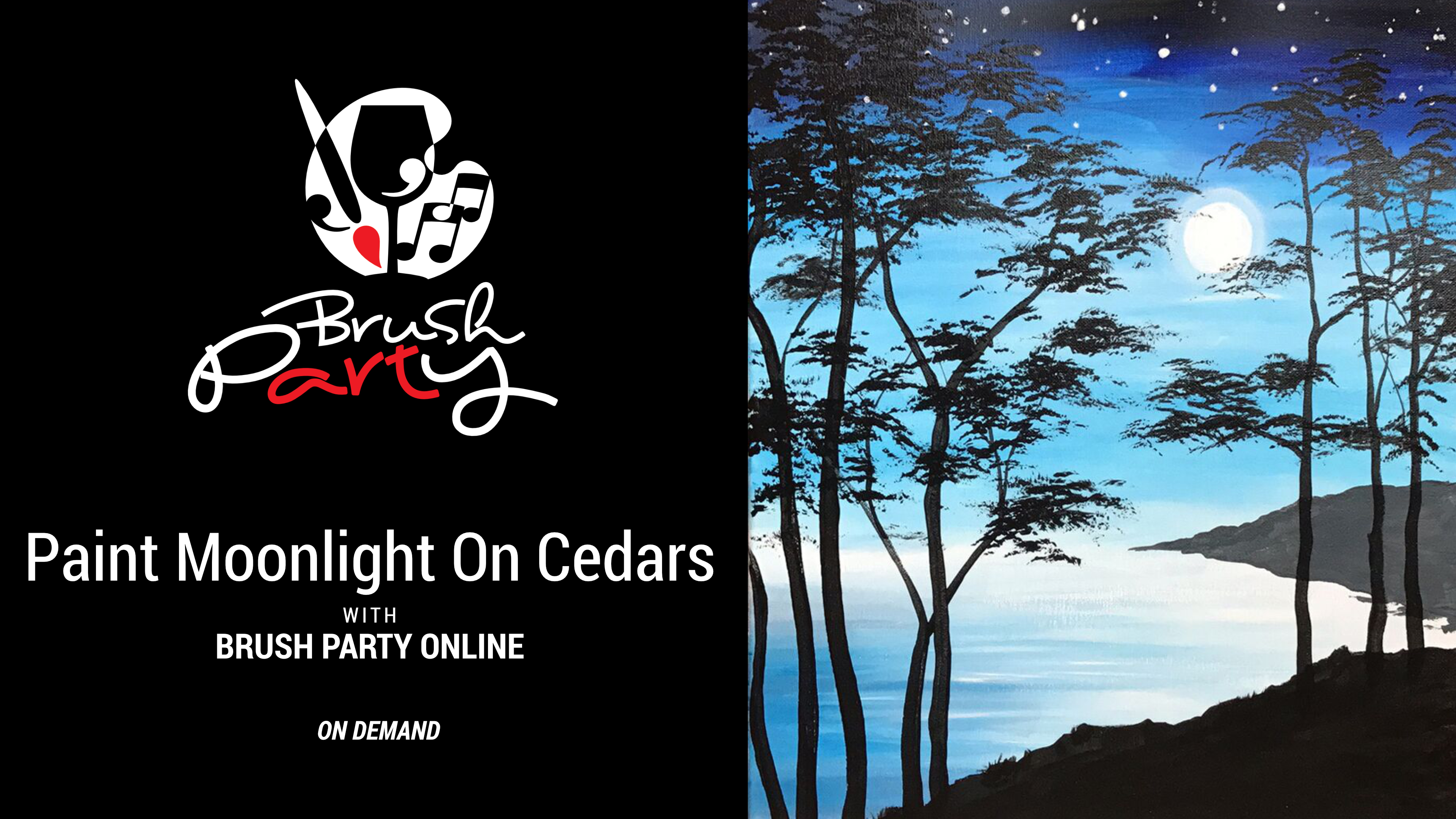 Paint Moonlight on Cedars with Brush Party Online