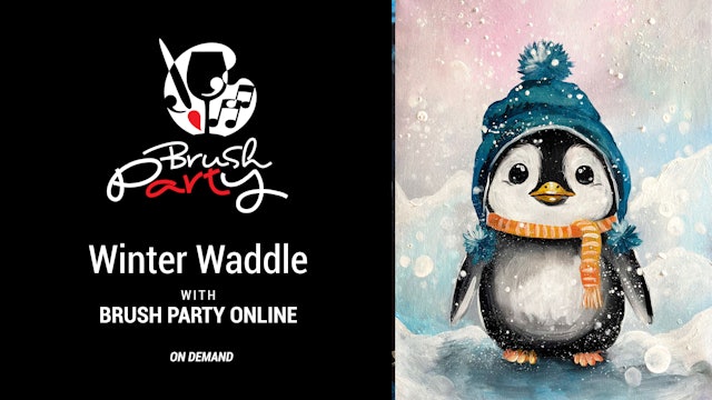 Paint ‘Winter Waddle’ with Brush Party Online