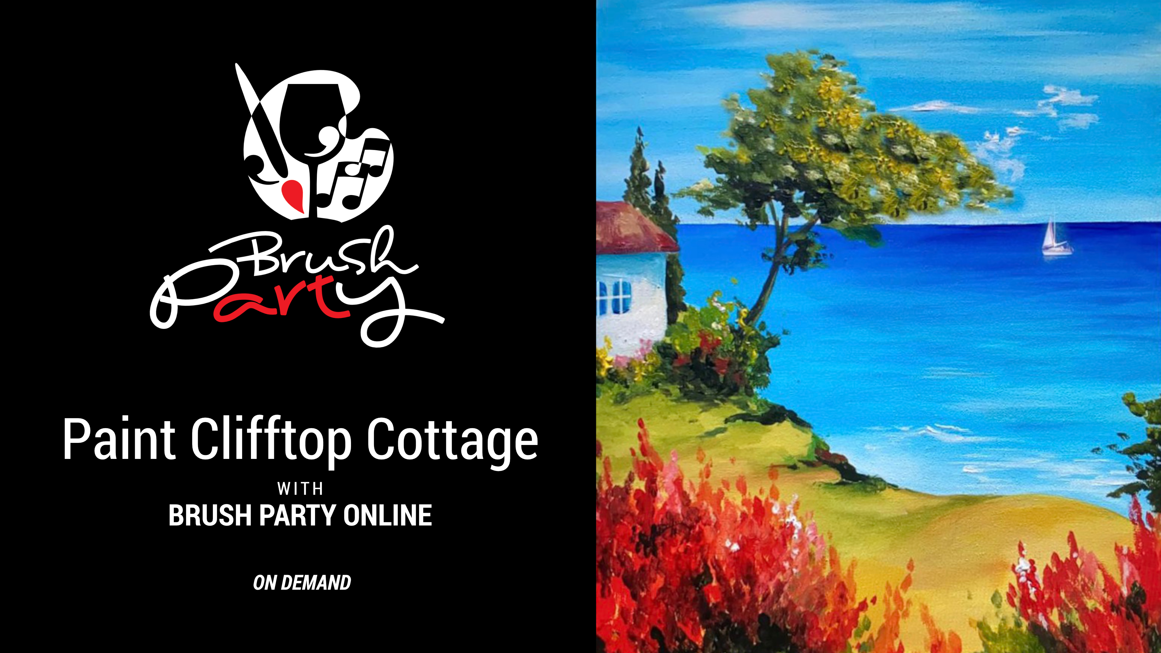 Paint Clifftop Cottage with Brush Party Online