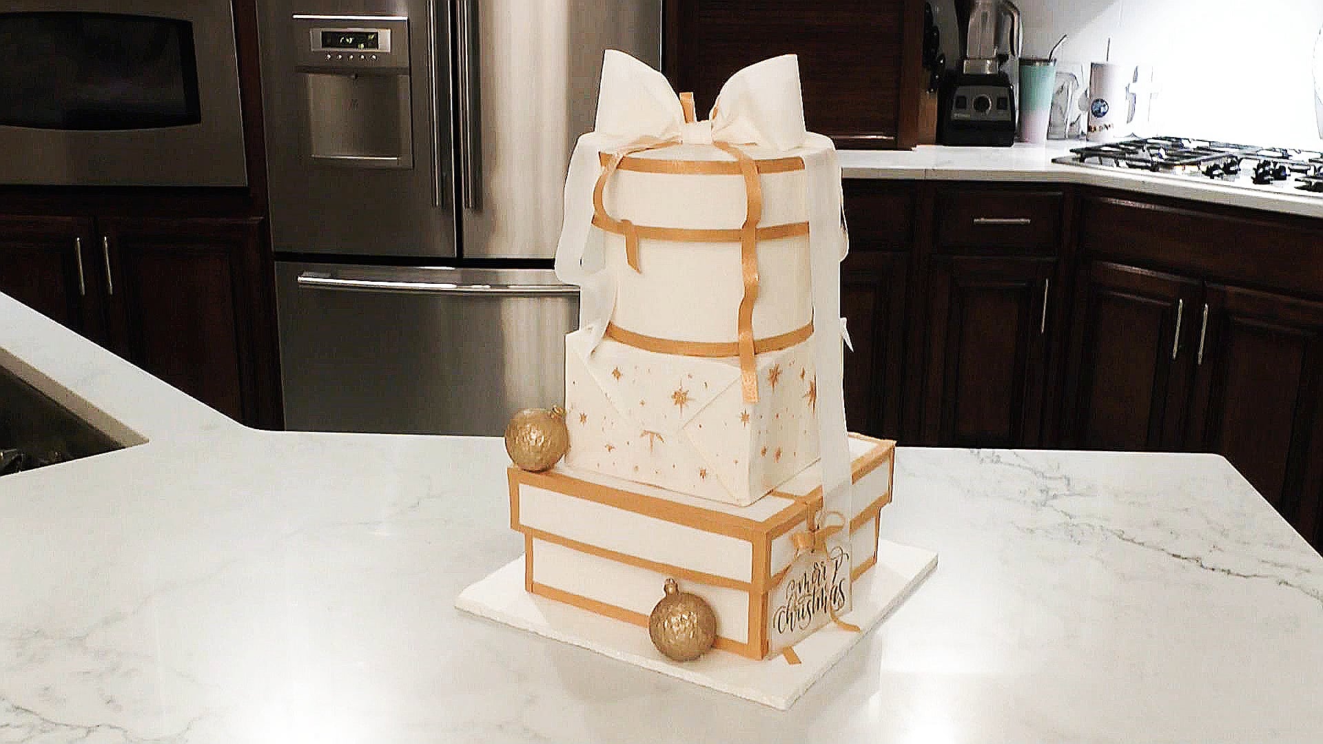 Stacked Christmas Presents Cake; Part One