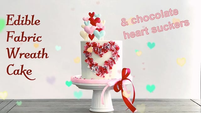 Valentine Edible Fabric Wreath Cake