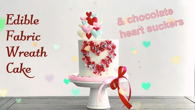 Valentine Edible Fabric Wreath Cake