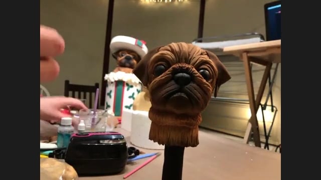 Live!  Mr. Baker's Cakes Sculpts His Pug Dog Topper/Cake!
