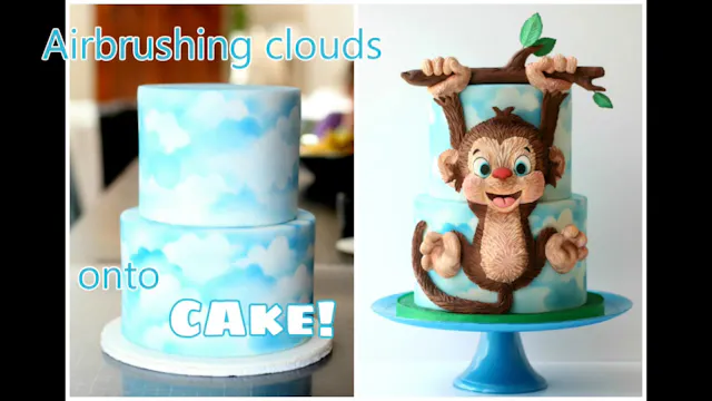 airbrushing clouds on cake