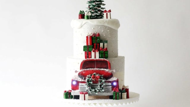 Red Truck Christmas Cake PLUS Puffy Snow Drip Recipe