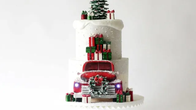 Red Truck Christmas Cake PLUS Puffy S...