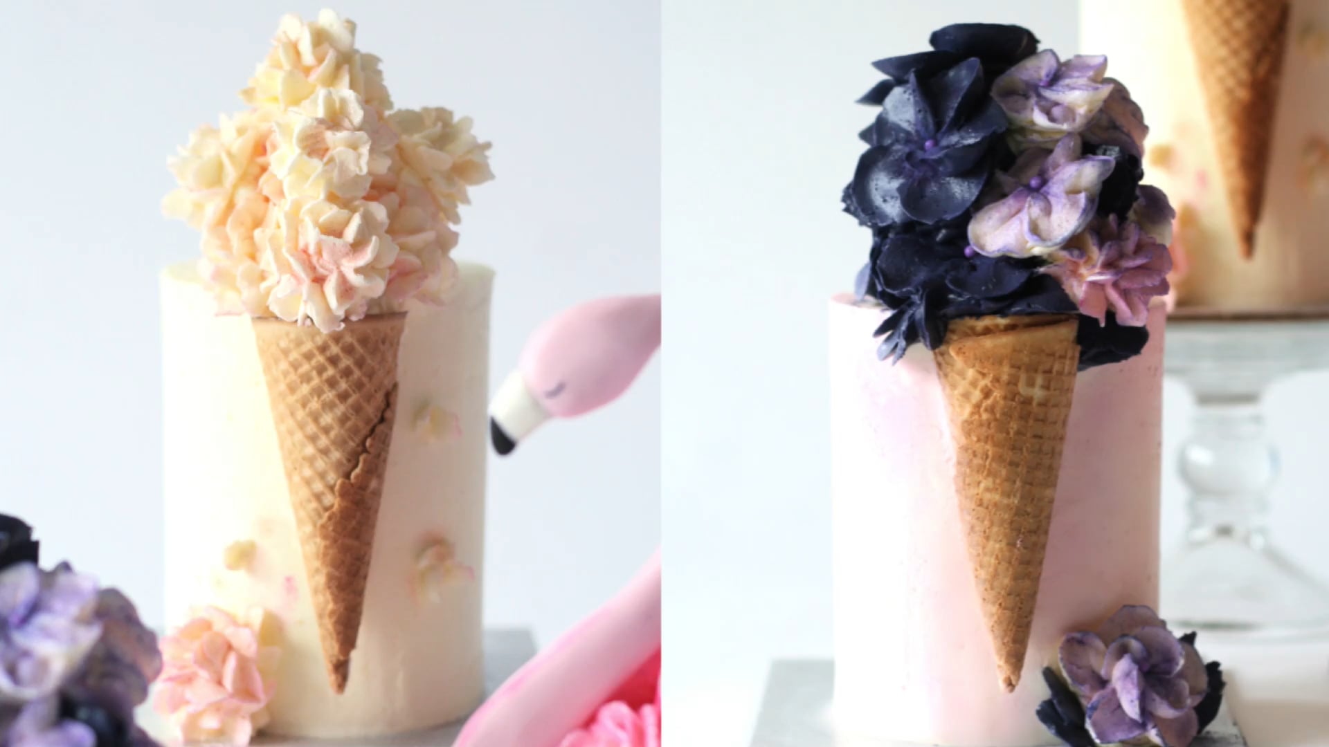 mini buttercream cakes ice cream flowers