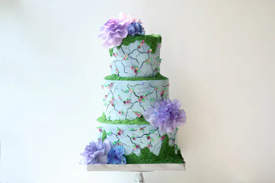 Wafer Peonies & Concrete Cracks Cake