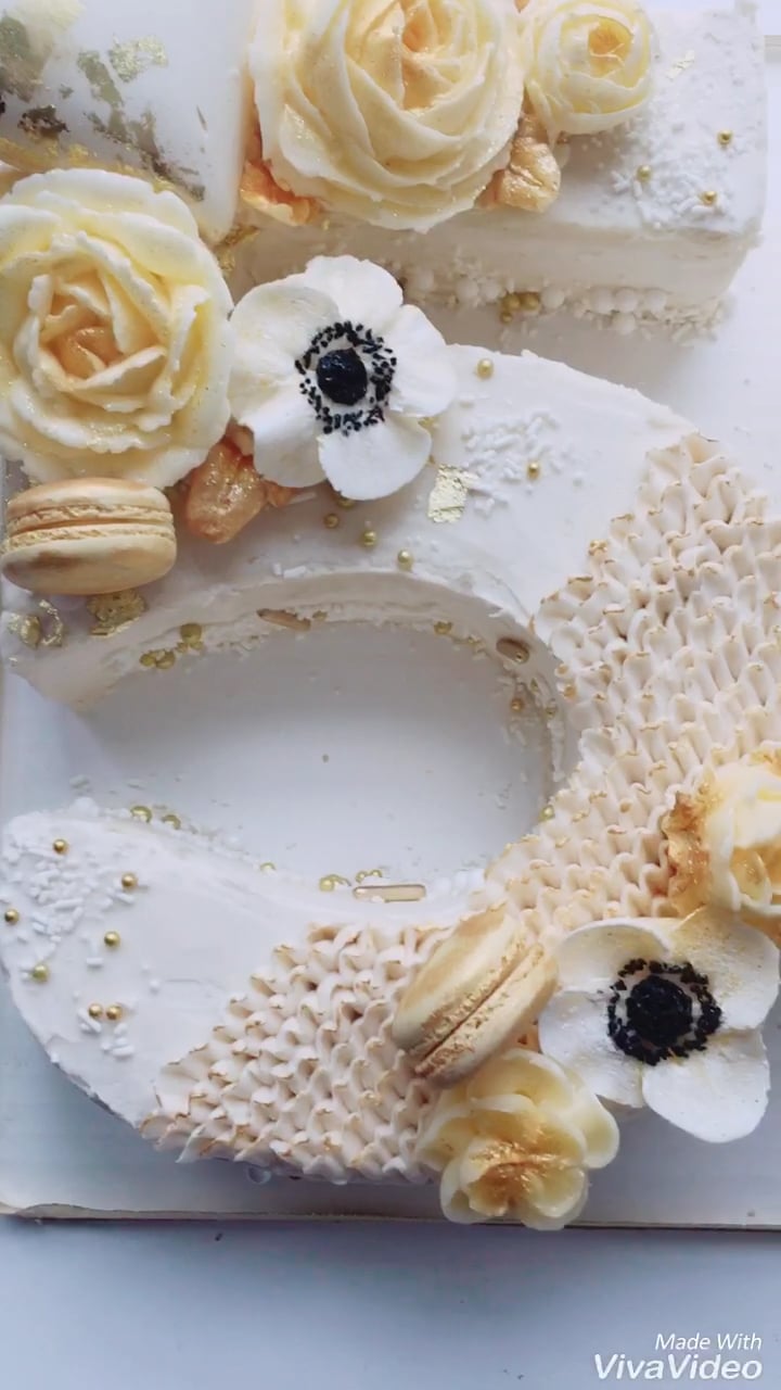Number Fifty Golden Anniversary Buttercream Cake