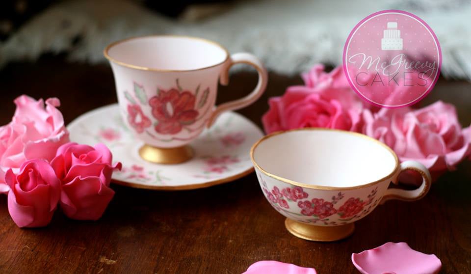 Hand-Painted Teacup & Saucer Toppers
